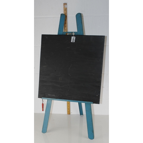 1404 - A Triang metal easel with later blackboard