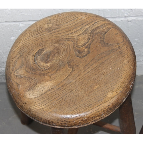 143 - 2 x vintage Elm-seated stools