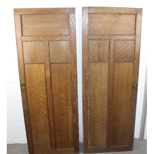 150 - Pair of Art Nouveau oak doors with enamel hearts in the manner of John Ruskin