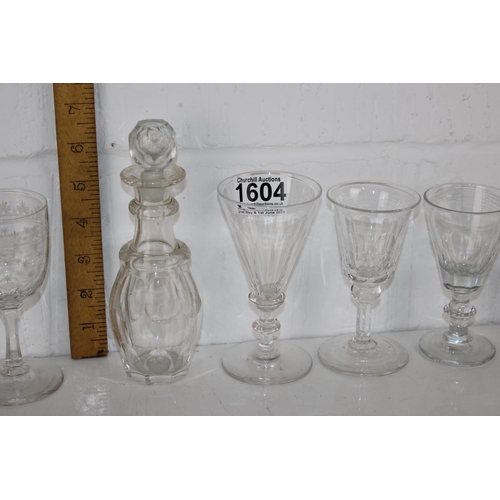 1604 - A qty of Victorian and later drinking glasses etc