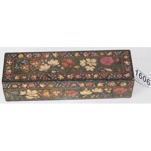 1606 - Kashmiri lacquer-style box decorated with flowers by Liberty of London