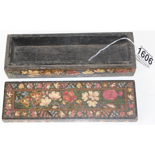 1606 - Kashmiri lacquer-style box decorated with flowers by Liberty of London