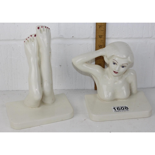 1608 - Rare Pair of Carlton Ware Nude Lady 