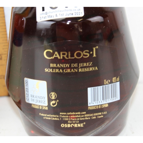 1617 - 2 bottle of Brandy to inc Carlos I Brandy de Jerez