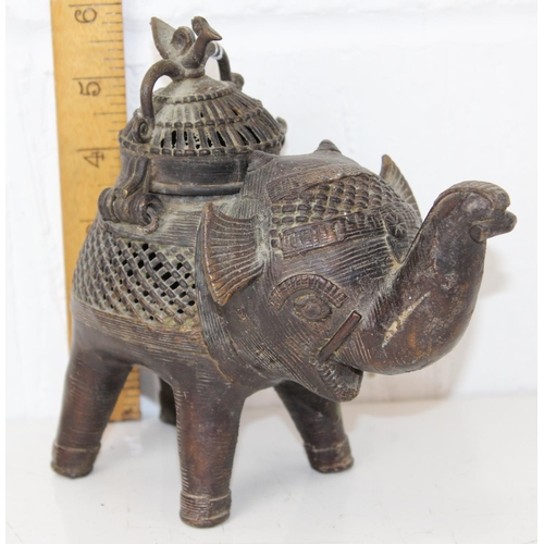 1623 - An unusual Tribal bronze elephant, possibly an incense burner