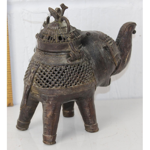 1623 - An unusual Tribal bronze elephant, possibly an incense burner