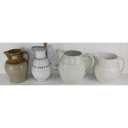 1705 - 4 x Victorian and later large pottery jugs