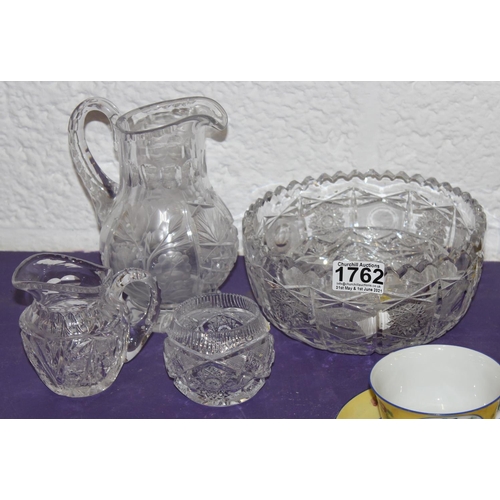 1762 - 6 pieces of high quality cut crystal - likely Polish & a vintage Epiag of Czechoslovakia tea/ coffee... 