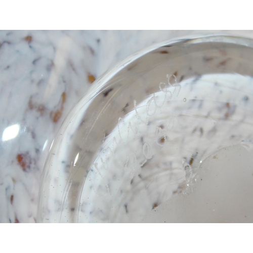 1766 - A large yellow glass bowl with foot - signed and dated indistinctly verso - likely Italian