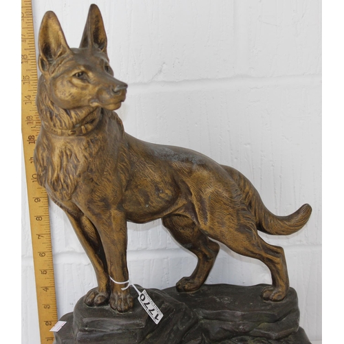 1770 - Louis-Albert Carvin (1875-1951) - Cold Painted spelter sculpture of a German Shepherd