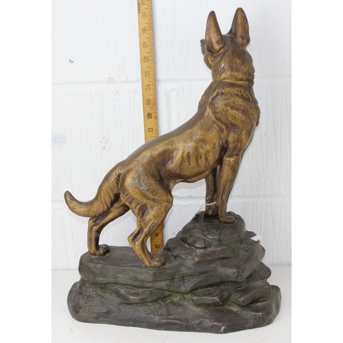 1770 - Louis-Albert Carvin (1875-1951) - Cold Painted spelter sculpture of a German Shepherd