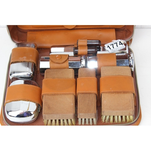 1774 - Vintage leather cased Gentleman's vanity set