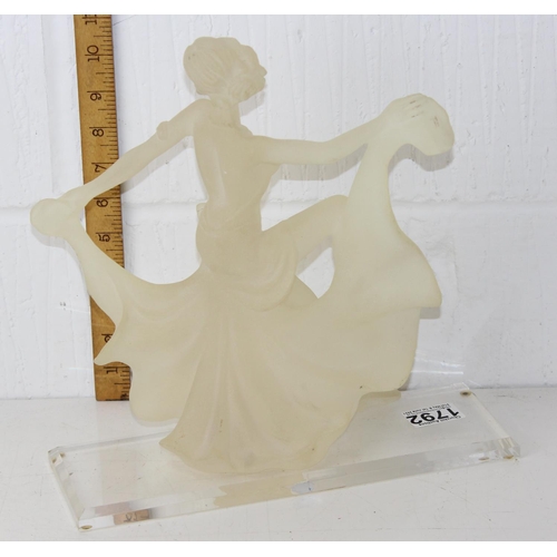 1792 - 'Monique’ frosted acrylic Art Deco style figure on Lucite plinth