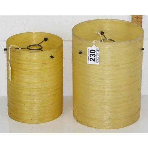 230 - 2 retro spun fibreglass lamp shades