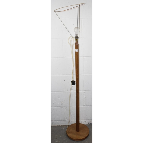 231 - A retro wooden standard lamp