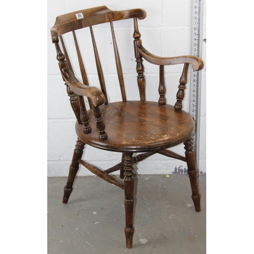 26 - Antique stickback armchair with round seat