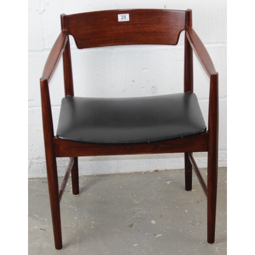 28 - In the manner of Freme Rojle - A 1960’s Danish style desk chair with original black Skai upholstery