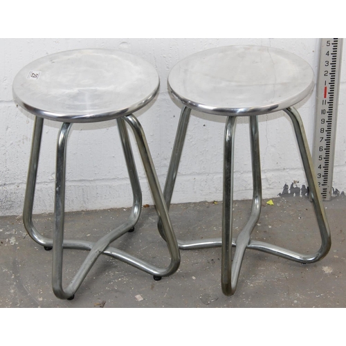 29 - Pair of vintage Terrence Conran retailed by Habitat/Heals brushed steel and Aluminium ‘bell’ stools.