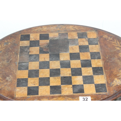 32 - Victorian Chess table on tripod base