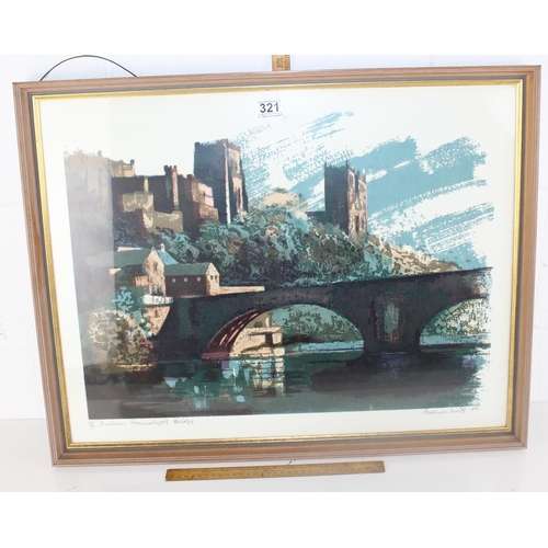 321 - Norman Wade (20th/21st century) Durham Framwellgate Bridge limited edition print  (marked 68/70)