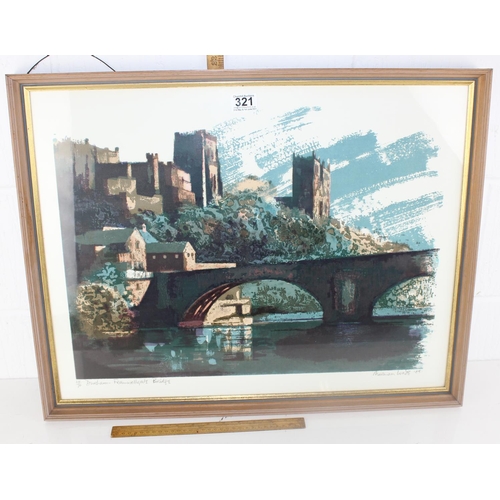 321 - Norman Wade (20th/21st century) Durham Framwellgate Bridge limited edition print  (marked 68/70)