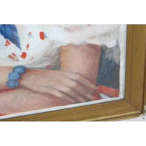 324 - Scottish School (20th Century) - An Oil painting of a young girl behind glass - indistinctly signed ... 