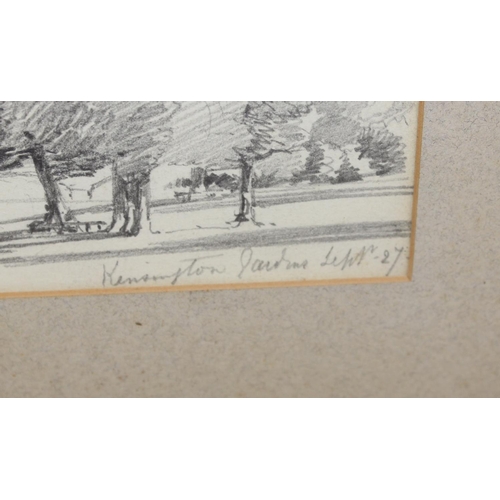 327 - William Callow RWS (1812-1908) - pencil drawing of Kensington Gardens dated July 27th, bearing Thoma... 