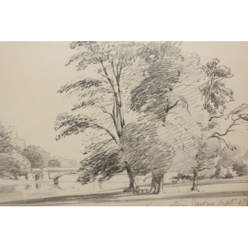 327 - William Callow RWS (1812-1908) - pencil drawing of Kensington Gardens dated July 27th, bearing Thoma... 