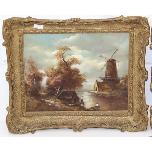 353 - Jan van Hessel (Dutch 1895-?) - A trio of 20th century oil on board paintings of Dutch scenes in gil... 