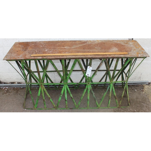 458 - An unusual vintage painted metal garden table - believed to originally have been a hay manger