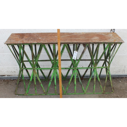 458 - An unusual vintage painted metal garden table - believed to originally have been a hay manger