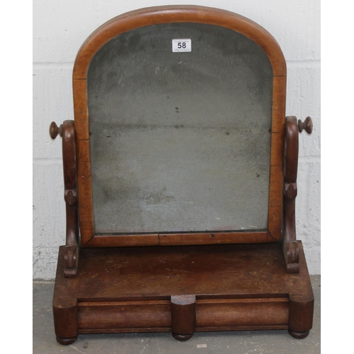 58 - A Victorian mahogany dressing table mirror with drawers