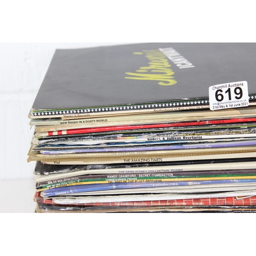 619 - Qty of assorted LP vinyl records/ 12