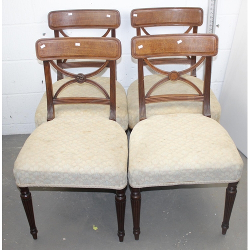 67 - A matched set of 4 19th Century Cross Back Mahogany Regency chairs with reeded legs