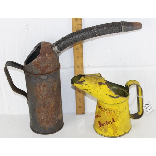 712 - 2 vintage oil pouring cans - Carburol and a German example