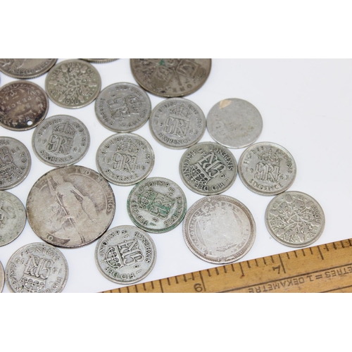 1349a - Qty of assorted pre 1946 coins, Half-Crowns, Shillings and 6d, some pre 1920 - approx 223g gross