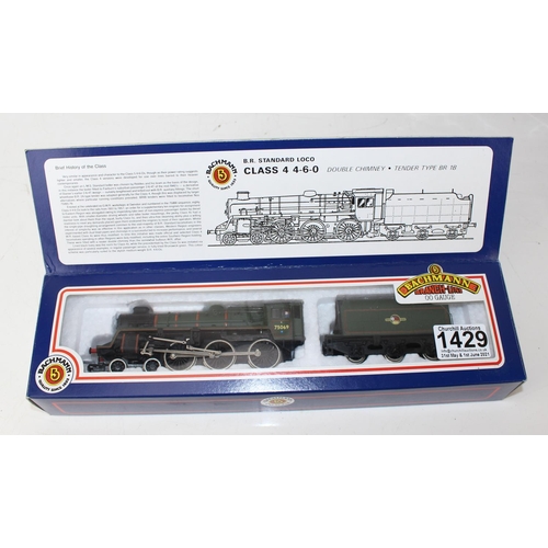 1429 - Model Trains - Bachmann BR Standard Locomotive in box and 3 boxed carriages