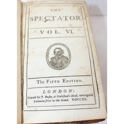 1527 - 5 antique volumes of the Spectator c.1720 - some disbound