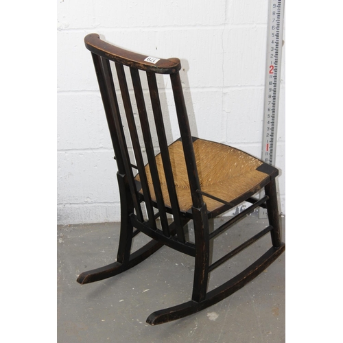 179 - Arts & Crafts period rocking chair with rush seat - Cotswold School style