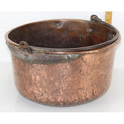 1813 - An antique copper pan with wrought iron handle