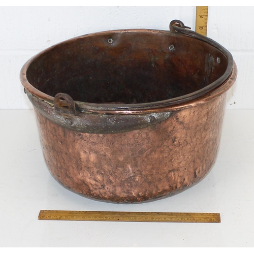 1813 - An antique copper pan with wrought iron handle