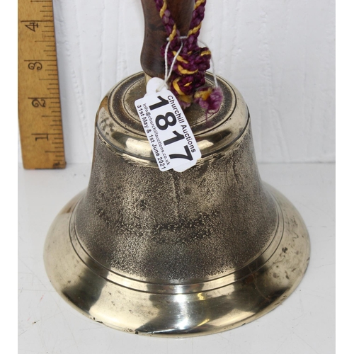 1817 - A vintage brass hand bell with wooden handle