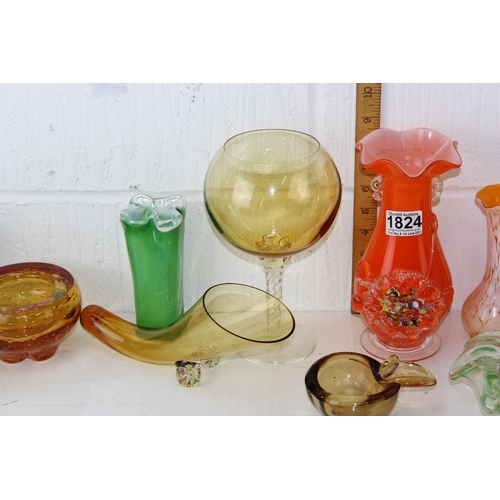 1824 - Qty of assorted retro and modern glassware