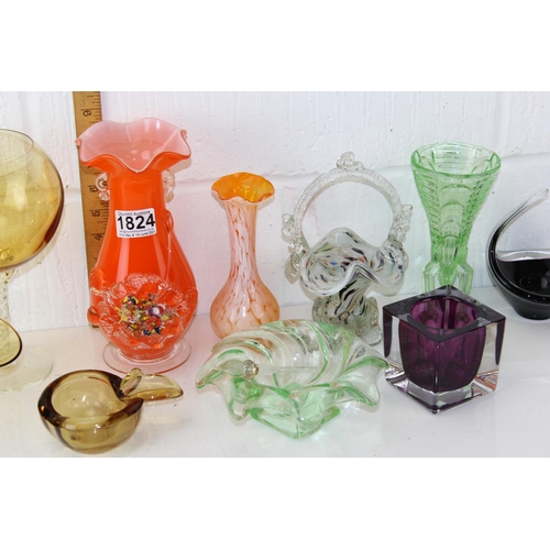 1824 - Qty of assorted retro and modern glassware