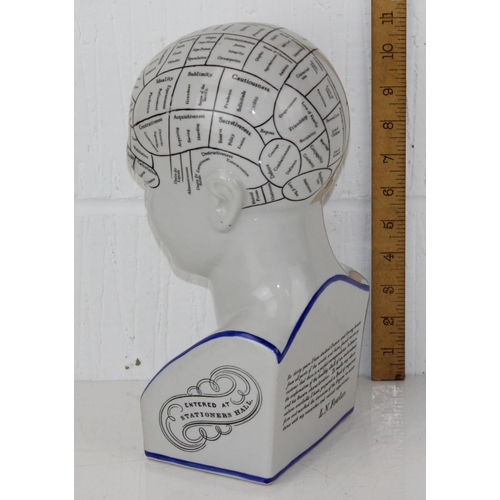 1833 - A 20th century pottery Phrenology head after Fowler