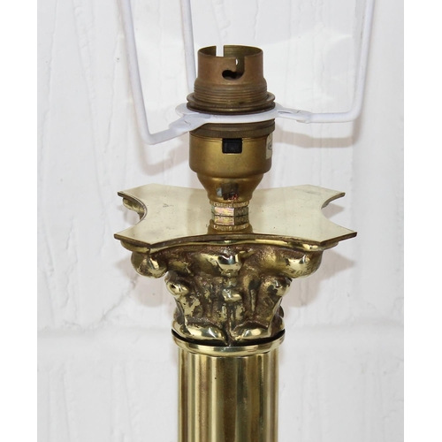 239 - A pair of brass Corinthian column table lamps