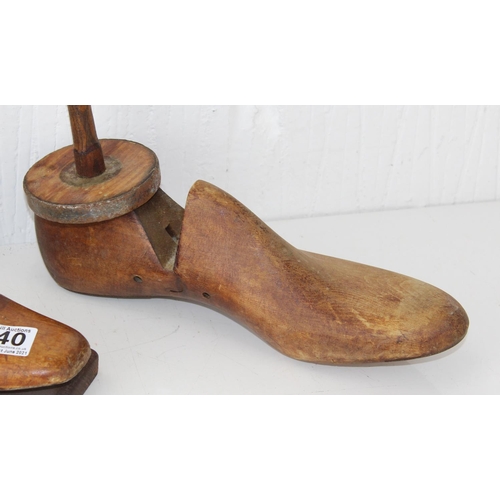 240 - 2 vintage wooden shoe lasts, one converted into a lamp