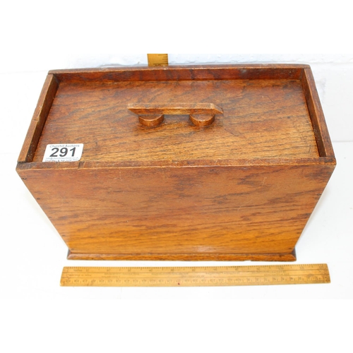 291 - Art Deco Oak sewing box and contents