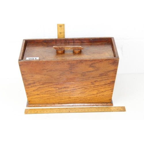 291 - Art Deco Oak sewing box and contents