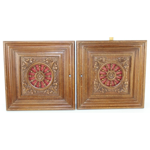 296 - A set of 4 antique carved wooden cupboard doors